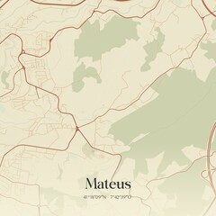 Vintage map of Mateus, Portugal. 