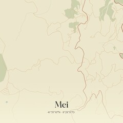 Vintage map of Mei, Portugal. 