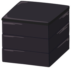 無地の重箱のイラスト 黒色 ベクター素材