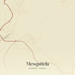 Vintage map of Mesquitela, Portugal. 