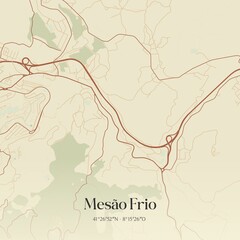 Vintage Map Mes Frio Portugal