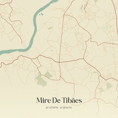 Vintage map of Mire De Tibães, Portugal.
