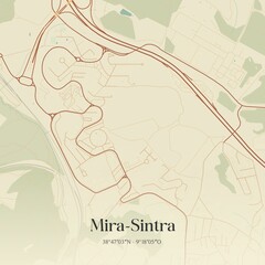 Fototapeta premium Vintage map of Mira-Sintra, Portugal. 