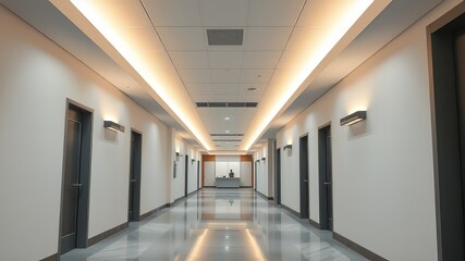 Obraz premium Modern Medical Office Reception Corridor Mockup - Minimalist Interior Design