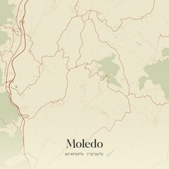 Fototapeta premium Vintage map of Moledo, Portugal. 