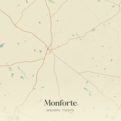 Vintage map of Monforte, Portugal. 