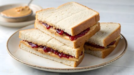  peanut butter and jelly sandwich on a plate 