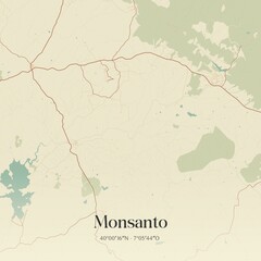 Obraz premium Vintage map of Monsanto, Portugal. 