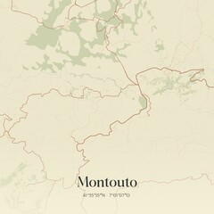 Vintage map of Montouto, Portugal. 