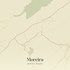 Fototapeta premium Vintage map of Moreira, Portugal. 