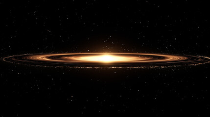 A mysterious black hole distorting space-time, surrounded by a glowing event horizon. Galaxy, space, cosmic