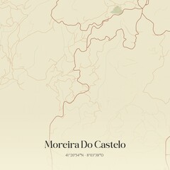 Vintage map of Moreira Do Castelo, Portugal. 