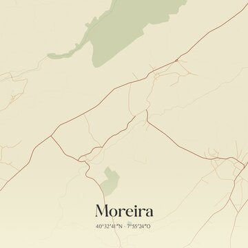 Vintage map of Moreira, Portugal. 