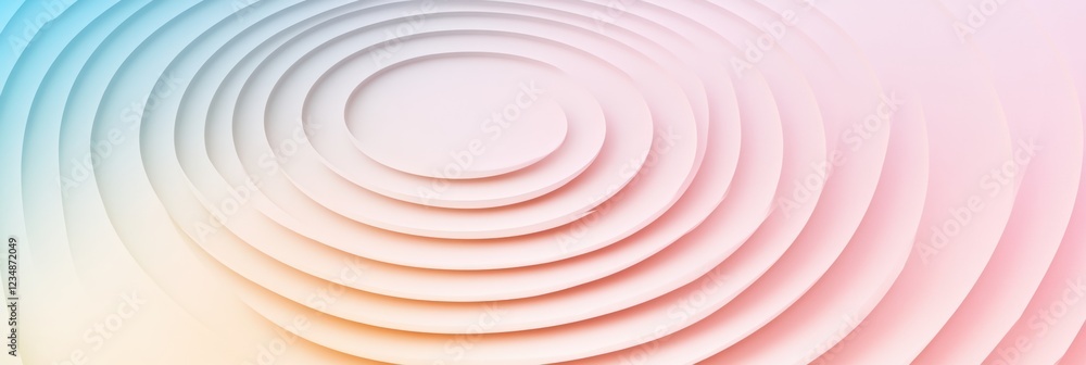 Poster patterns of concentric circles create a calming visual effect with soft pastel colors and smooth gra