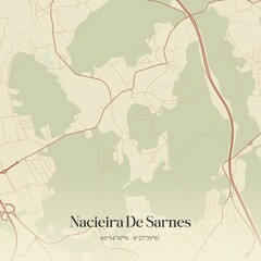 Obraz premium Vintage map of Nacieira De Sarnes, Portugal. 