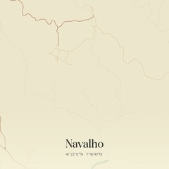 Vintage map of Navalho, Portugal. 