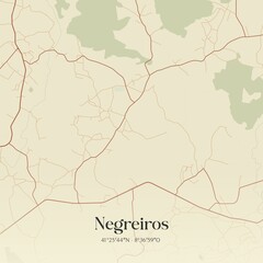 Fototapeta premium Vintage map of Negreiros, Portugal. 