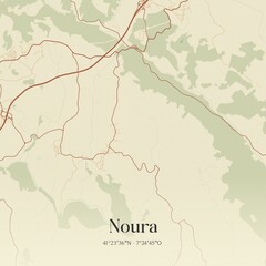 Vintage map of Noura, Portugal. 