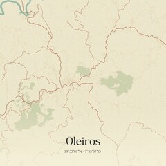 Vintage map of Oleiros, Portugal. 