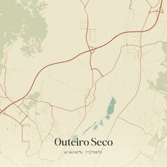 Vintage map of Outeiro Seco, Portugal. 