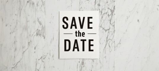 Elegant Save the Date Design with Bold Typography on Marble Background for Wedding Invitations