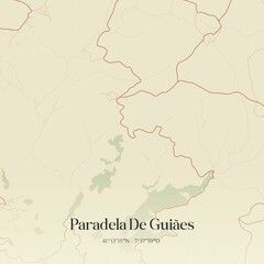 Vintage map of Paradela De Guiães, Portugal.