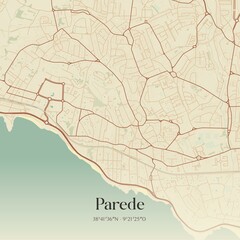 Fototapeta premium Vintage map of Parede, Portugal. 
