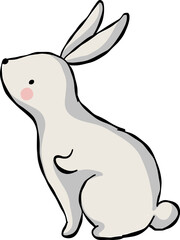 Sitting cute rabbit with raised paw