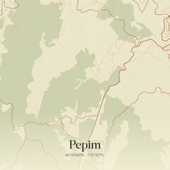 Vintage map of Pepim, Portugal. 