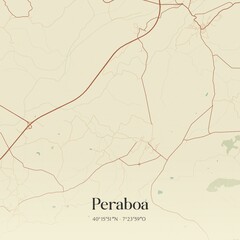 Vintage map of Peraboa, Portugal. 