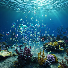 Fototapeta premium Underwater with bubbles.