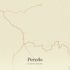 Vintage map of Peredo, Portugal. 