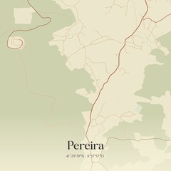 Vintage map of Pereira, Portugal. 