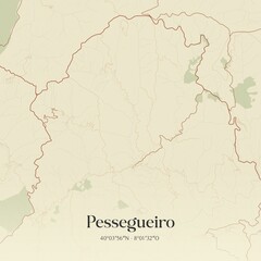Vintage map of Pessegueiro, Portugal. 