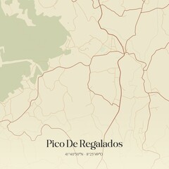 Vintage map of Pico De Regalados, Portugal. 