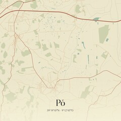Vintage map of P�, Portugal. 