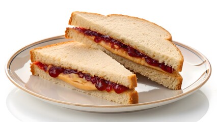  peanut butter and jelly sandwich on a plate 