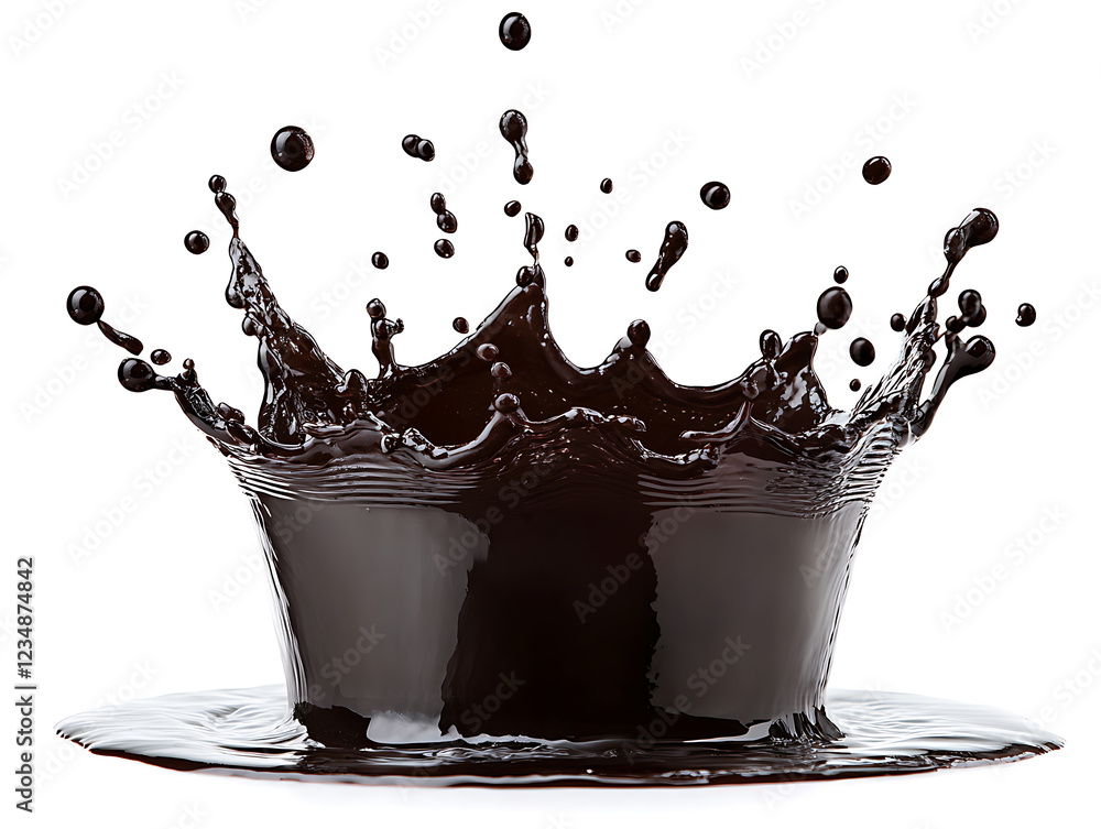 Poster dynamic splash of black liquid in studio setting high-resolution image artistic composition