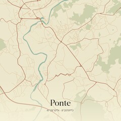 Vintage map of Ponte, Portugal. 