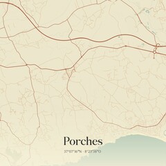 Vintage map of Porches, Portugal. 
