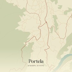 Obraz premium Vintage map of Portela, Portugal. 