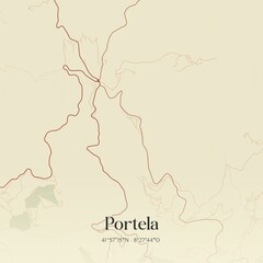 Vintage map of Portela, Portugal. 