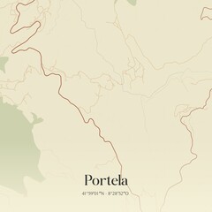 Vintage map of Portela, Portugal. 