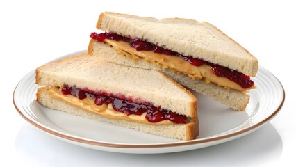  peanut butter and jelly sandwich on a plate 