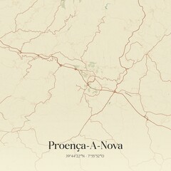 Fototapeta premium Vintage map of Proen�a-A-Nova, Portugal. 