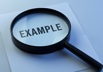 Magnifying Glass on Example Word Close Up Image