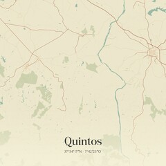 Fototapeta premium Vintage map of Quintos, Portugal. 