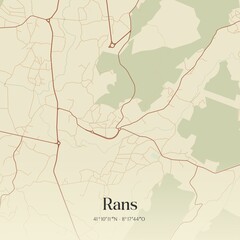 Vintage map of Rans, Portugal. 