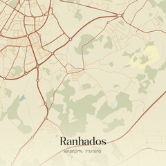 Vintage map of Ranhados, Portugal. 