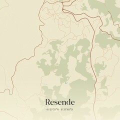 Fototapeta premium Vintage map of Resende, Portugal. 